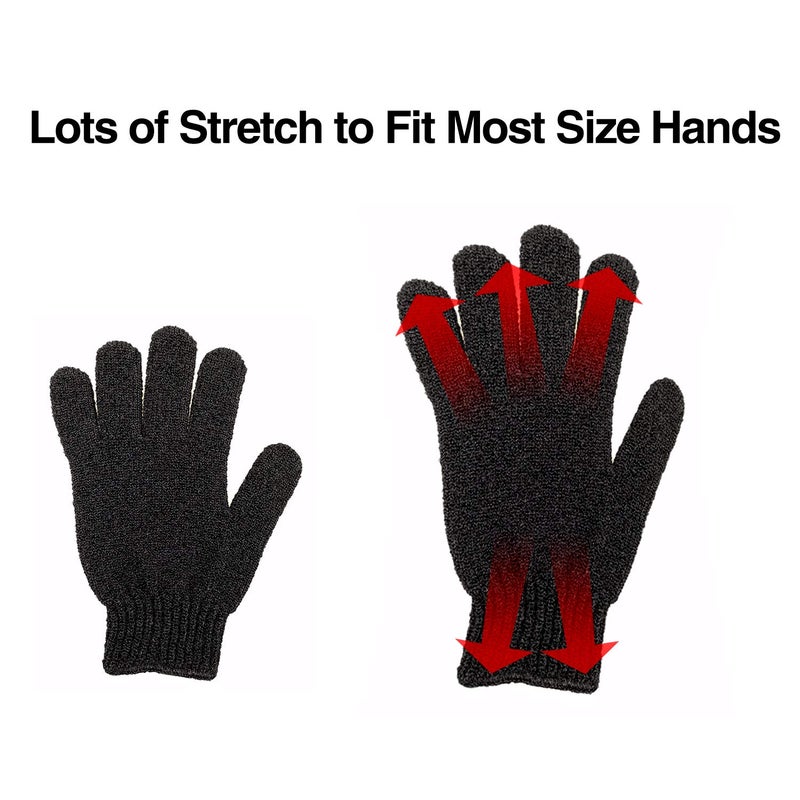 Rainmae 6Pairs Exfoliating Gloves - Premium Black Scrub Wash Mitt for Bath or Shower - Luxury Spa Exfoliation Accessories for Beauty Spa Massage, Suitable for Men and Women - Image 3