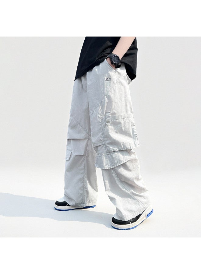 Bumblebee Boys' Stylish Cargo Pants - Summer Thin Fabric 2025 New Collection Kids' Straight Wide-leg Trousers - Image 2