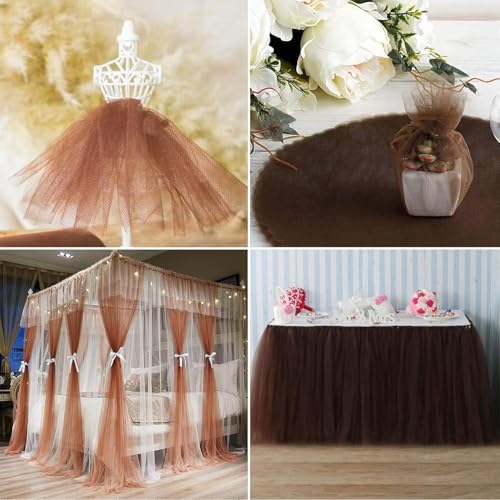 Filloxy Net Fabric Cloth for Multi Decoration, Parties, Festival, Costumes, Gift Packing, Party, Backdrop Material mandap, Pooja Background Ribbon Wedding Decoration, 58" Width (Brown, 5 Meter) - Image 3