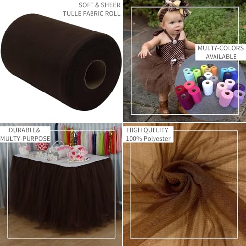 Filloxy Net Fabric Cloth for Multi Decoration, Parties, Festival, Costumes, Gift Packing, Party, Backdrop Material mandap, Pooja Background Ribbon Wedding Decoration, 58" Width (Brown, 5 Meter) - Image 2