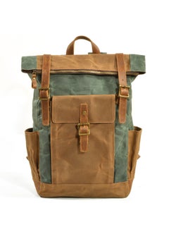 Waxed Canvas Backpack Water-Resistant Large Capacity Lake Green