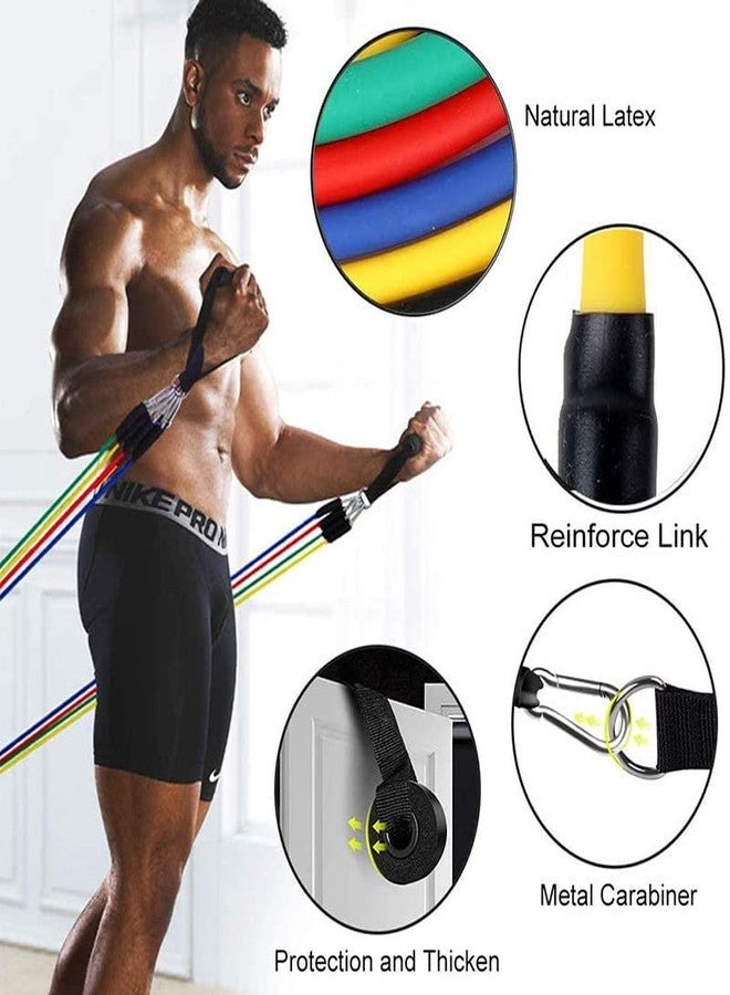 ERHETUS Portable 11 pcs Resistance Bands for Workout for Men | Exercise Rubber Fitness Band for Women | Home Training Gym Kit of Toning Tubes, Door Anchor, Handles, Carry Bag, Legs Ankle Straps - Image 3