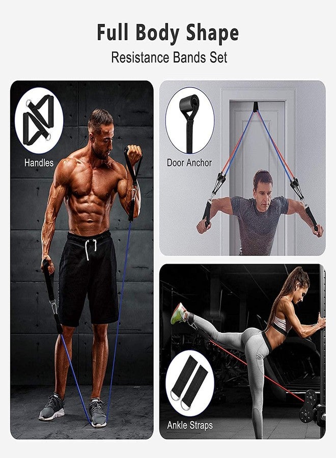ERHETUS Portable 11 pcs Resistance Bands for Workout for Men | Exercise Rubber Fitness Band for Women | Home Training Gym Kit of Toning Tubes, Door Anchor, Handles, Carry Bag, Legs Ankle Straps - Image 4