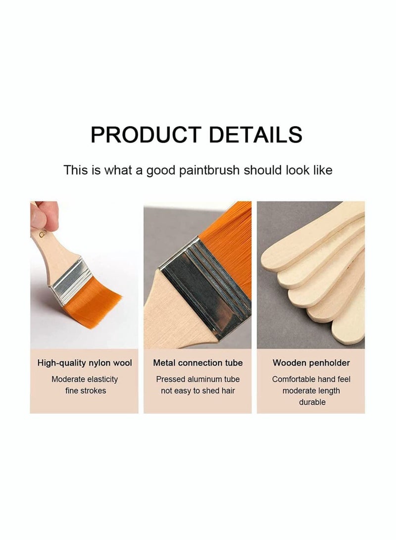 Y&D 12pcs Paint Brush Set Nylon Flat Wooden Handle for Acrylic Gouache Watercolor Oil Varnish - Image 4