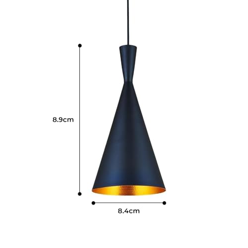 Lexton Single Head Metal Cone Shade Pendant Light | for Bedroom, Kitchen, Restaurant, Indoor Outdoor or Home Decoration (Black, Pack of 1) (Bulb Not Included) - Image 3