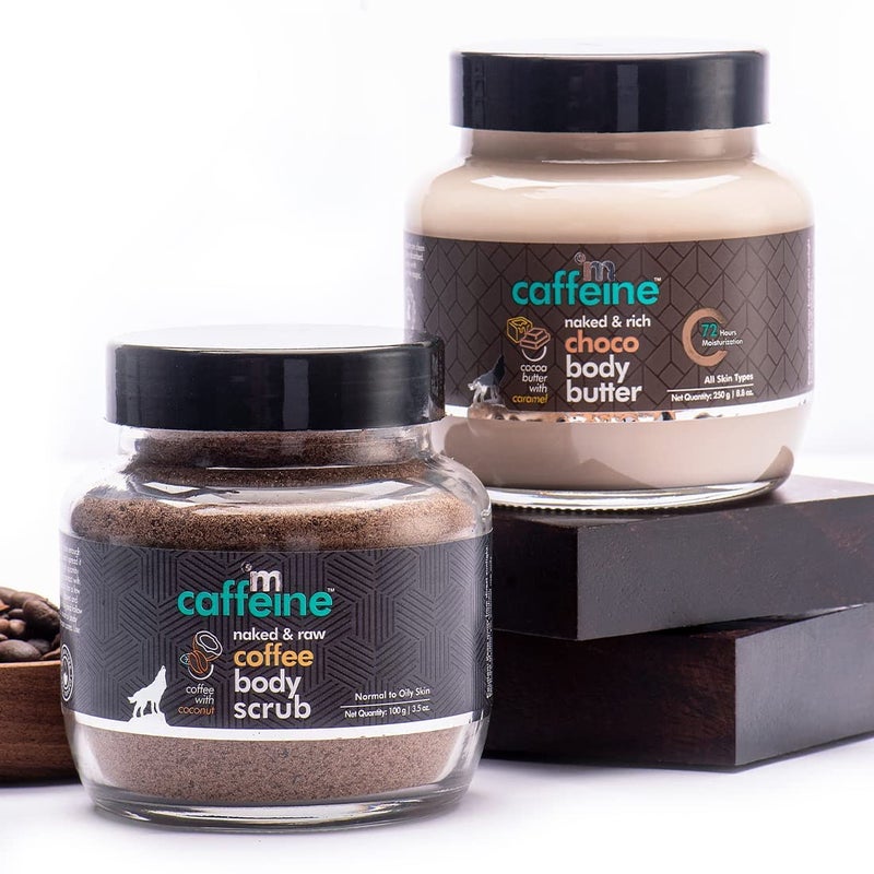MCaffeine mCaffeine Body Polishing Kit for Exfoliation Tan Removal  Intense Moisturization  Coffee Body Scrub  Choco Body Butter Combo for Soft  Smooth Skin  For Men  Women  All Skin Types  - Image 1