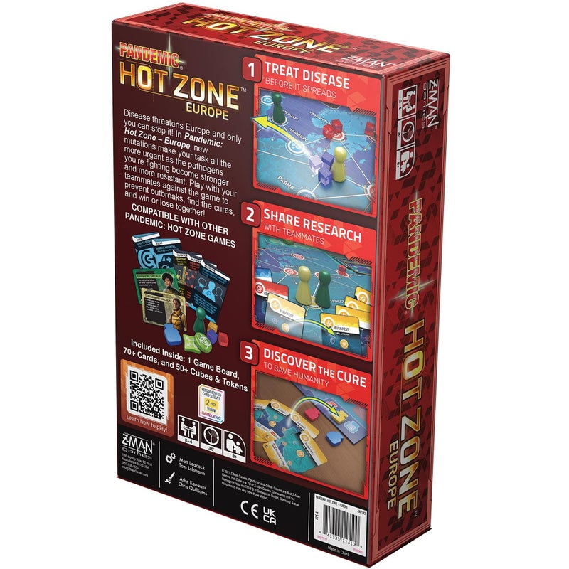 Z-Man Games لعبة Pandemic Hot Zone: أوروبا - مغامرة تعاونية لمكافحة الأمراض، لعبة استراتيجية للأطفال والبالغين، للأعمار من 8 سنوات فما فوق، 2-4 لاعبين، مدة اللعب 30 دقيقة، من إنتاج Z-Man Games - Image 2