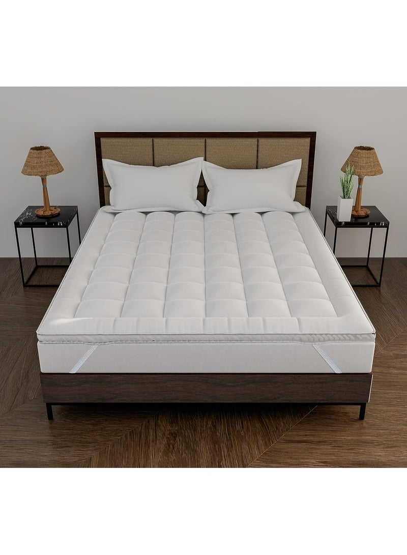 DubaiGallery Full Mattress Pad / Cotton Quilted Fitted Cooling Mattress Topper with Soft Snow Down Alternative Fill, Breathable Mattress Protector - Image 4