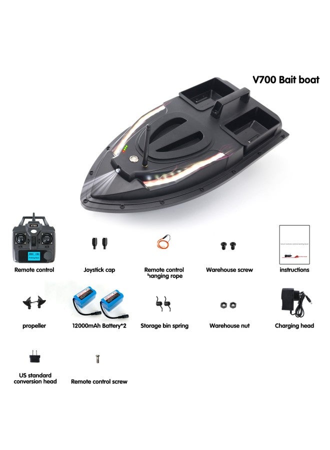 قارب الطعم V700 مع جهاز تحكم عن بعد لوضع الطعم بدقة - اللون: V700 مطور 12000 مللي أمبير * 2 - المواصفات: شاحن قابس المملكة المتحدة - Image 1