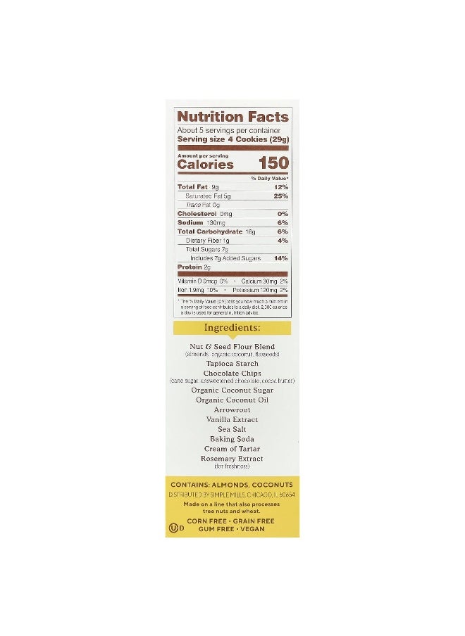 Simple Mills Simple Mills, Crunchy Almond Flour Cookies, Chocolate Chip, 5.5 oz (156 g)  - Image 2