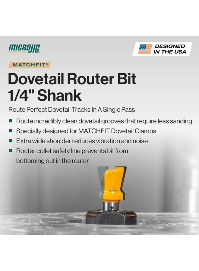 MICROJIG Matchfit MB-025-0514 Dovetail 1/4" Shank 14° X 1/2" Router Bit - Image 2