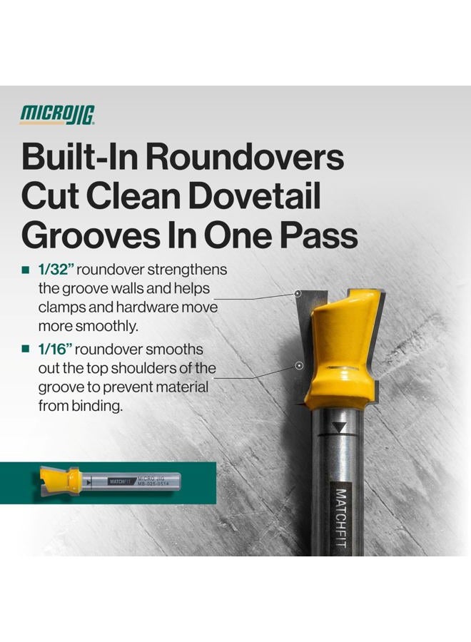 MICROJIG Matchfit MB-025-0514 Dovetail 1/4" Shank 14° X 1/2" Router Bit - Image 3
