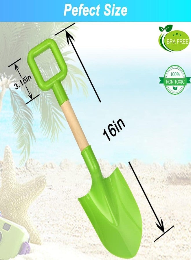 Dilabnba Beach Sand Toys Shovels for Kids Adults, 16inch/40cm Toddler Garden Beach Sand Spade Shovels for Digging Snow, Plastic Garden Sandbox Toy Set with Long Wooden Handled(2PCS) - Image 3
