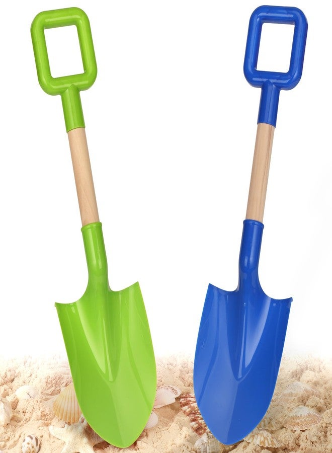 Dilabnba Beach Sand Toys Shovels for Kids Adults, 16inch/40cm Toddler Garden Beach Sand Spade Shovels for Digging Snow, Plastic Garden Sandbox Toy Set with Long Wooden Handled(2PCS) - Image 1