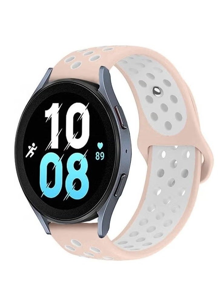 vesus Samsung Galaxy Watch 5 / Galaxy Watch 5 Pro Band Silicone Replacement Strap 20mm Compatible with Galaxy Watch5 (44mm/40mm) Galaxy Watch5 Pro (45mm) Pink/White
