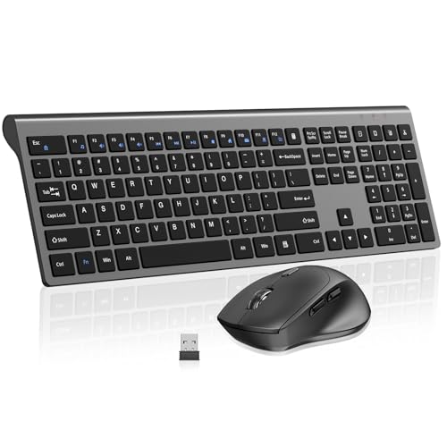 GlowarcPro Wireless Keyboard and Mouse Combo, Full-Size Slim Keyboard with Numeric Keypad, Calculator Button, 2400 DPI Ergonomic Mouse for Right Hand, USB Cordless Set for Laptop PC Windows - Image 1