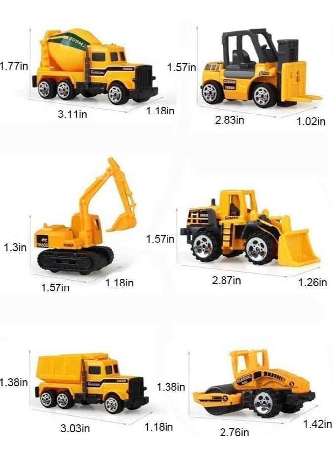 F.A.M.S 6 Pcs Die Cast Construction Vehicle Toys - Mini Engineering Alloy Model Set - Yellow - Image 2