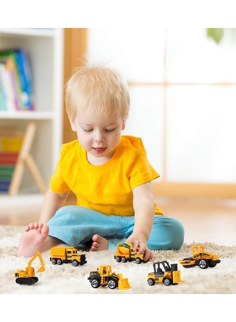 F.A.M.S 6 Pcs Die Cast Construction Vehicle Toys - Mini Engineering Alloy Model Set - Yellow - Image 3