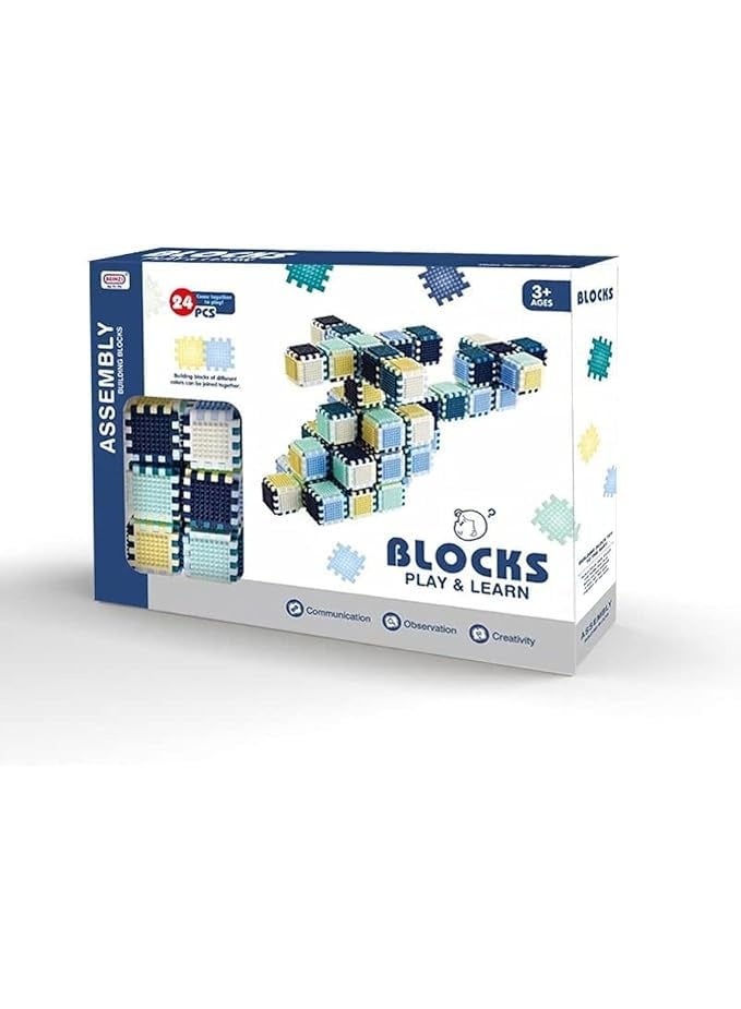 Assembly 24 Pcs "Play & Learn" Assembly Building Blocks Set - Interactive Plastic Blocks for Boys & Girls - High-Quality Educational Toy for Creativity & Skill Development. - Image 3