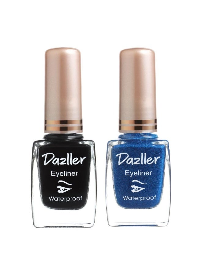 دازلير محدد عيون سائل دازلر المقاوم للماء، 19 مل، أسود + أزرق، مقاوم للتلطخ، مطفي، سهل الاستخدام بمسحة واحدة، يدوم طويلاً، غني بالألوان، خفيف الوزن، سريع الجفاف - Image 1