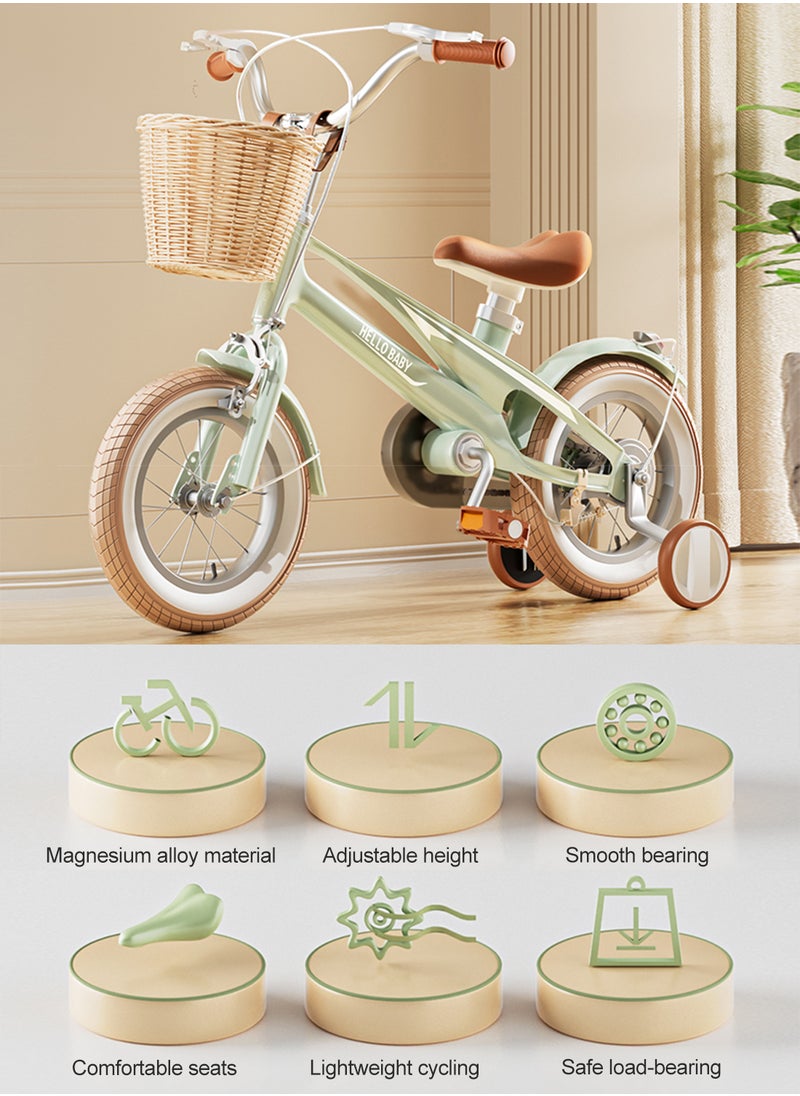 HELLO BABY - 16 inch Kids Bicycle, Lightweight Magnesium Alloy Kids Bicycle, with Training Wheels, Adjustable Seat and Basket, for Children's 2-7 Year Boys and Girls - Image 1