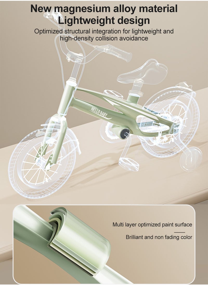 HELLO BABY - 16 inch Kids Bicycle, Lightweight Magnesium Alloy Kids Bicycle, with Training Wheels, Adjustable Seat and Basket, for Children's 2-7 Year Boys and Girls - Image 1