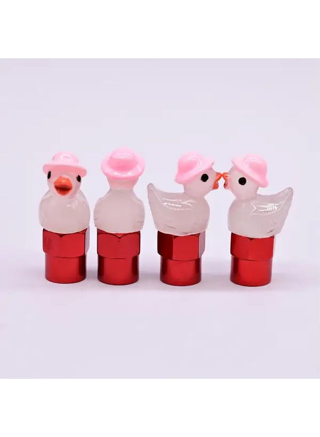 Glow In The Dark Duck Valve Caps Aluminum Half Hexagonal Style A 4pcs Universal - Image 1