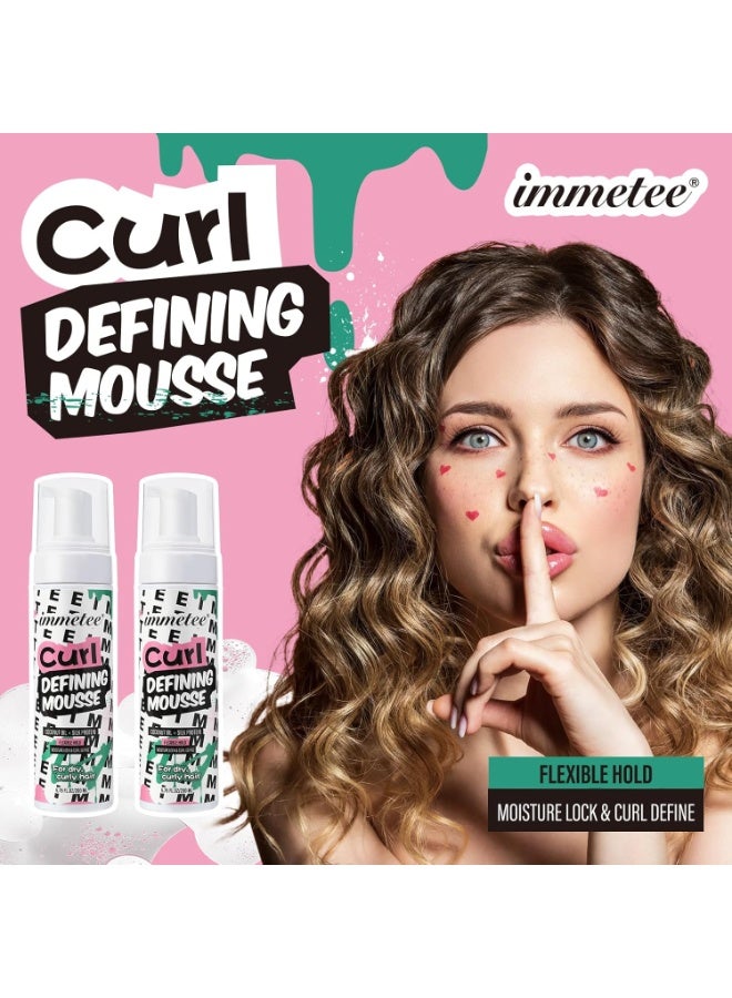 Immetee Curly Hair Mousse, Coconut Oil and Silk Protein for Frizz Control Styling Mousse, Extra Moisture Lock and Curl Define for Curly Hair Products.200ml/6.76fl Oz - Image 2