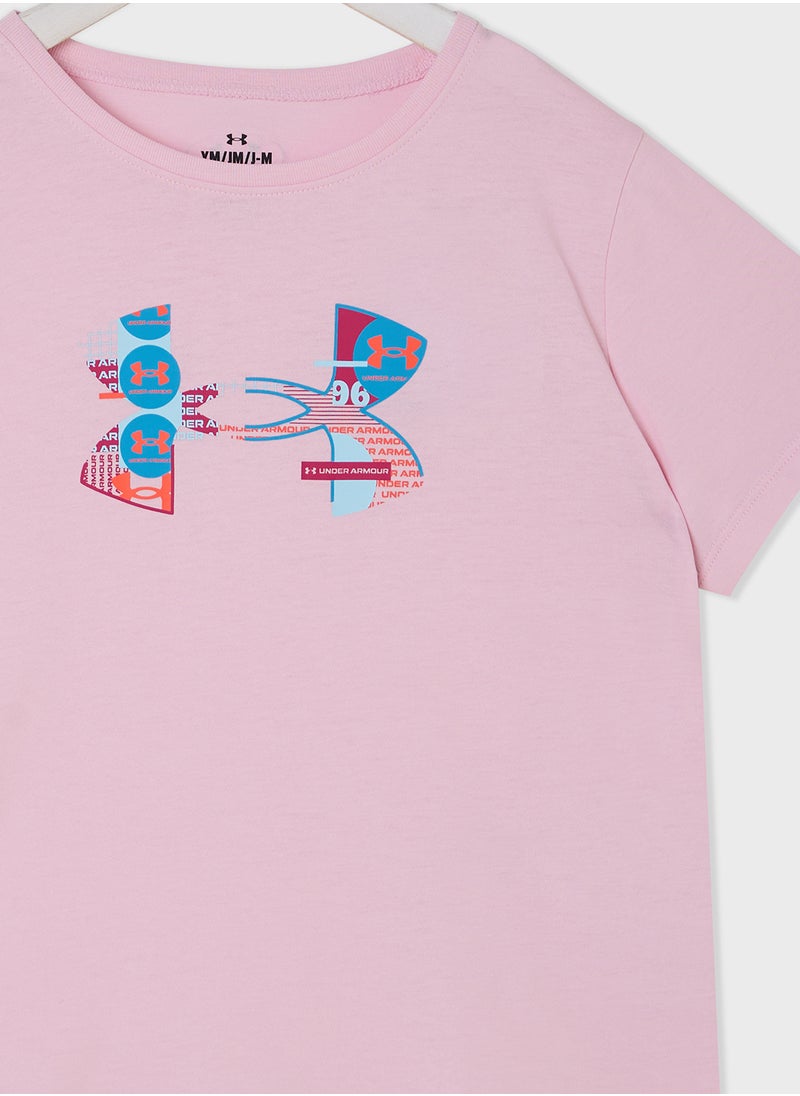 UNDER ARMOUR - Youth Big Logo Fill T-Shirt - Image 1