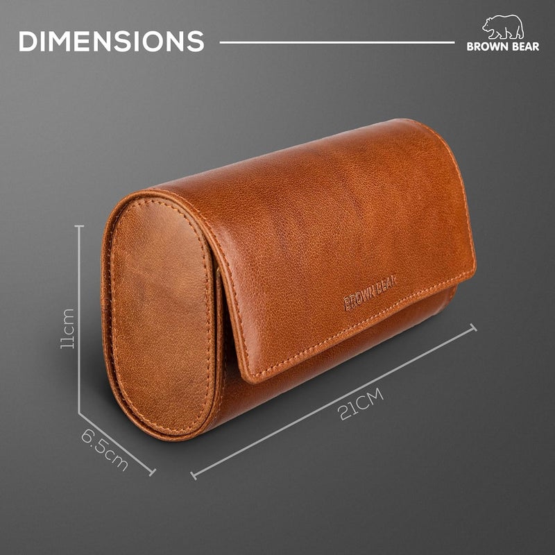 BROWN BEAR Genuine Leather Watch Box Organizer for Men and Women- 3 Watch Storage with Adjustable & Removable Pillows - Image 3