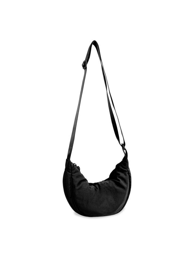 EVGLOW Nylon Crescent Crossbody Bag for Women Trendy Men,Large Travel Sling Bag Hobo,Lightweight Shoulder Bag with Zipper Adjustable Strap,Round Soft Shoulder Pouch Bag for Everyday Use(Large Black) - Image 1