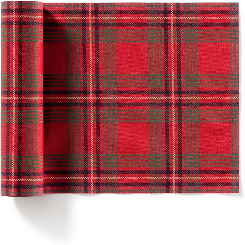 MY DRAP Luncheon Napkins 20 x 20 cm  78 x 78  12 Per Roll Cotton Red Tartan Xmas - Image 1