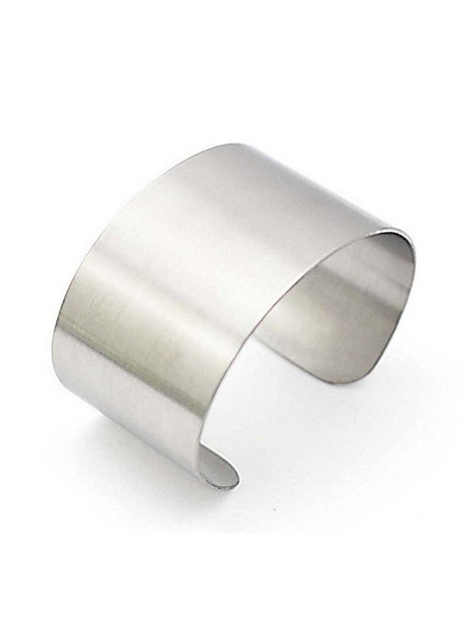COUYA Women'S Fashion 316L Stainless Steel Polished Matt Satin Cuff Bangle Bracelet 38Mm Wide - Image 1