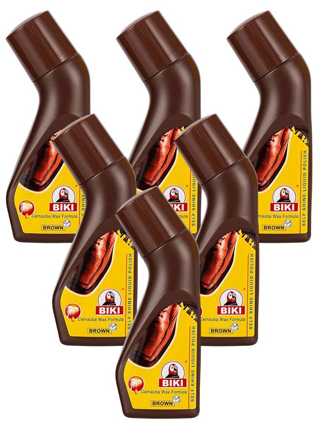 Biki Liquid Brown Shoe Polish 6x75ml