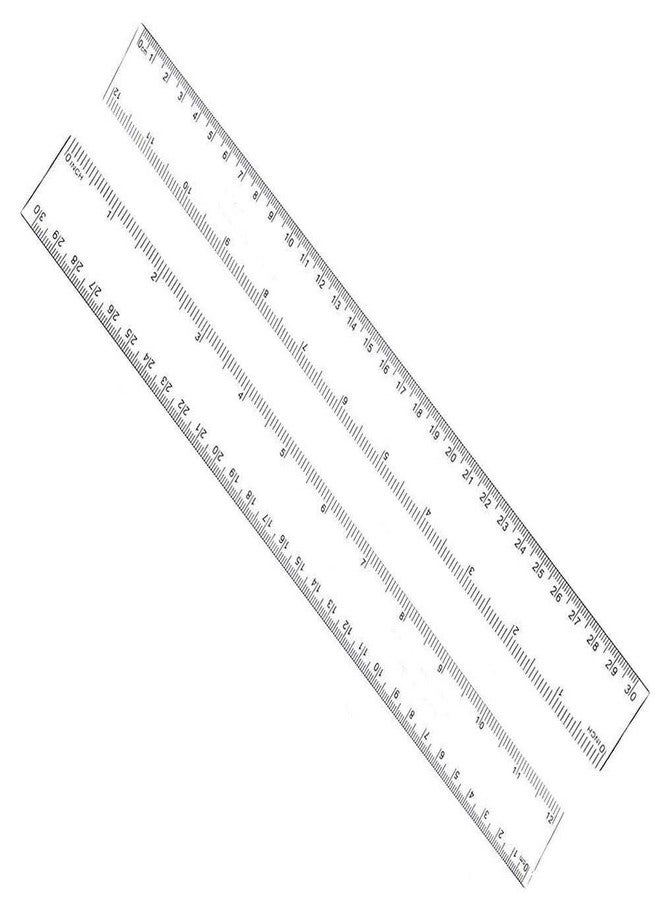 Finrray 12 inches Plastic Ruler & 6 inch Straight Ruler & Plastic Measuring Tool Strong Hard Protractor Triangle Set (Clear,Pack of 5) - Image 2
