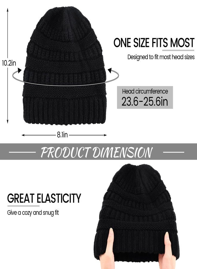 Ultrafun 3 Pack Satin Lined Beanie for Women, Slouchy Winter Hats with Silk Lined, Oversized Knit Warm Hat Skull Cap, Black, Grey, Pink, One size - Image 2