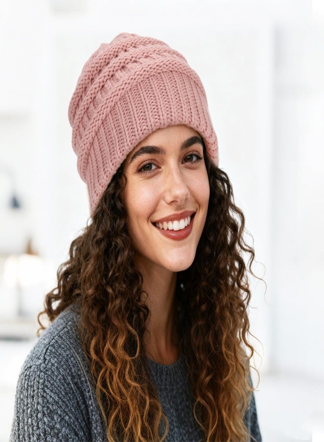 Ultrafun 3 Pack Satin Lined Beanie for Women, Slouchy Winter Hats with Silk Lined, Oversized Knit Warm Hat Skull Cap, Black, Grey, Pink, One size - Image 5