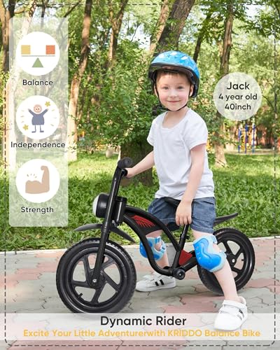 KRIDDO Kids Balance Bike for 25 Years with Front Light Upgraded Stable Tires Upgraded Bearing for Smooth and Stable Riding Front and Rear Fenders Adjustable Seat Black - Image 5