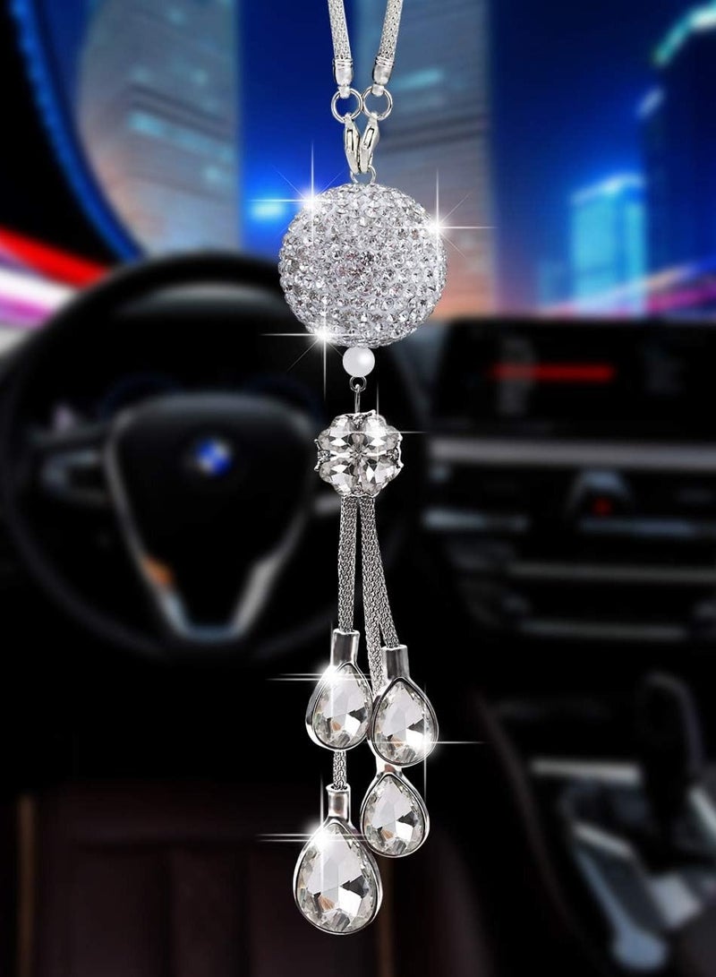 Bling Car Accessories for Women and Man Cute Decor Women Lucky Crystal Sun Catcher Ornament Rear View Mirror Ball Charm - Image 1