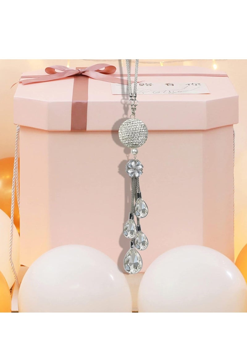 Bling Car Accessories for Women and Man Cute Decor Women Lucky Crystal Sun Catcher Ornament Rear View Mirror Ball Charm - Image 4