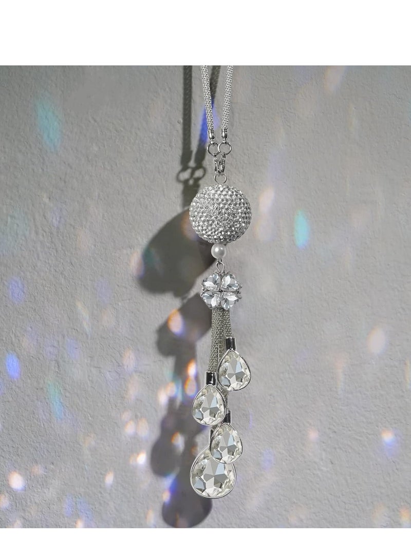Bling Car Accessories for Women and Man Cute Decor Women Lucky Crystal Sun Catcher Ornament Rear View Mirror Ball Charm - Image 2