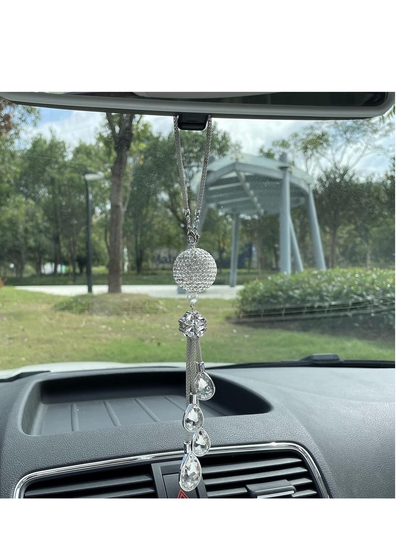 Bling Car Accessories for Women and Man Cute Decor Women Lucky Crystal Sun Catcher Ornament Rear View Mirror Ball Charm - Image 3