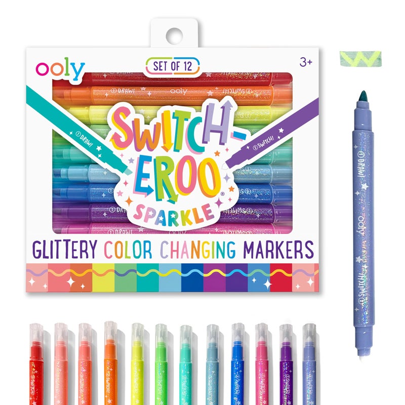 Ooly 12 Pack Sparkle Switcheroo Color Changing Markers Dual Tip Markers for Kids Double Ended Chisel Tip Marker Set Great for Art Supplies Drawing and Stationery Sets - Image 3