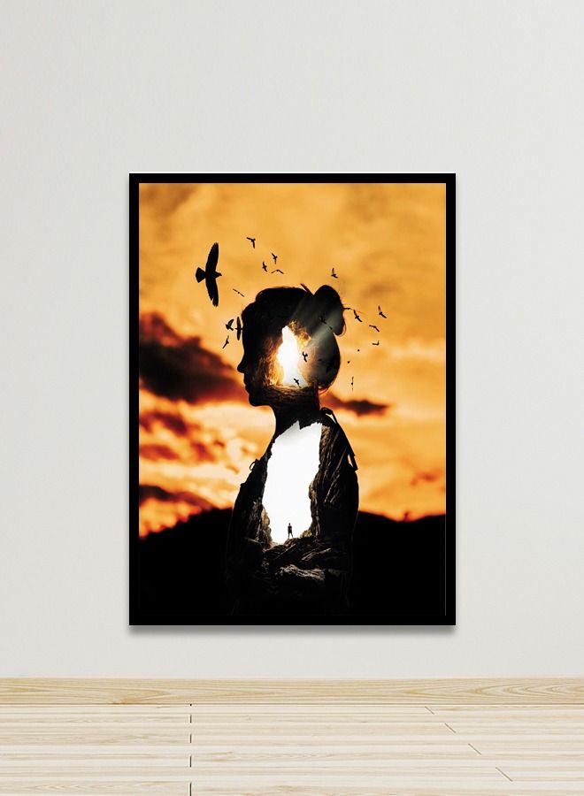 Marktna Canvas Wall Art For Wall Decoration, Women Design, With A Hollow Black Frame, Size (120x80),One Piece - Image 1