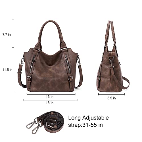CLUCI Hobo Bags for Women Vegan Leather Handbags Large Ladies Purse Shoulder Bag Dark Coffee - Image 3