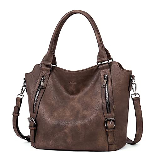 CLUCI Hobo Bags for Women Vegan Leather Handbags Large Ladies Purse Shoulder Bag Dark Coffee - Image 1