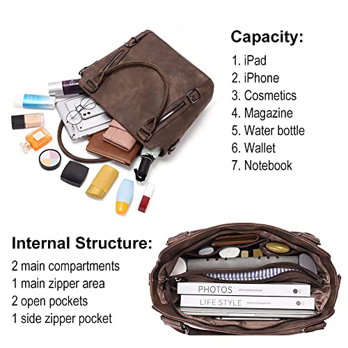 CLUCI Hobo Bags for Women Vegan Leather Handbags Large Ladies Purse Shoulder Bag Dark Coffee - Image 4