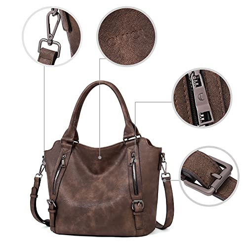 CLUCI Hobo Bags for Women Vegan Leather Handbags Large Ladies Purse Shoulder Bag Dark Coffee - Image 5