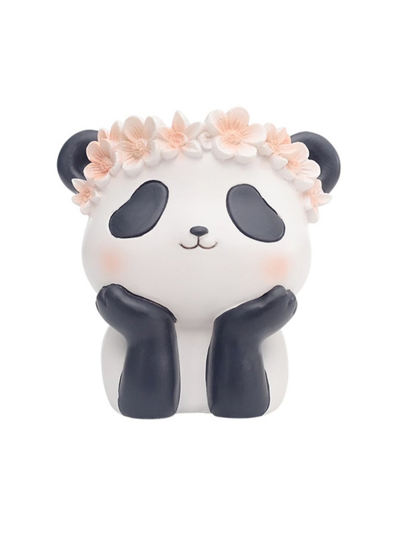 Generic Creative Cartoon Animal Resin Succulent Plant Pot, Suitable For Herb Plants, Succulent Plants, Cactus Pen Holder, Suitable For Micro Landscape Home Decoration (Panda)  - Image 1