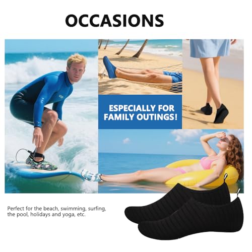 SPLASHGRIP Water Shoes for Women Men Quick-Dry Barefoot Aqua Socks Swim Pool Non Slip Surf Yoga Exercise Outdoor Trave Essentials Black Stripe 38/39 - Image 5